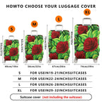 1-Piece Red Rose Green Leaf Floral  Suitcase Luggage Cover, Stretch Protective Sleeve