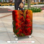 1-Piece Red Floral Sunset Dewy Glow Elegant Artistic  Suitcase Luggage Cover, Stretch Protective Sleeve