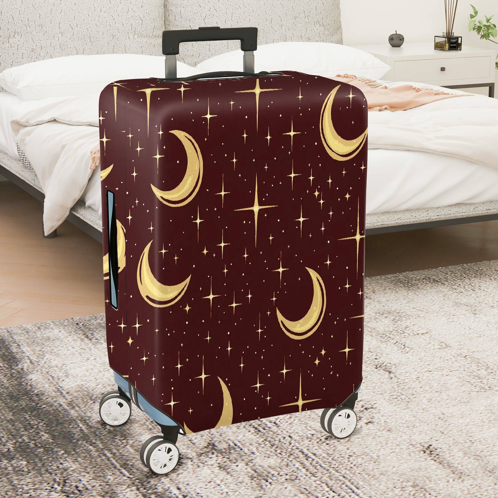1-Piece Crescent Moon Starry Night Cosmic Space Astronomy  Suitcase Luggage Cover, Stretch Protective Sleeve