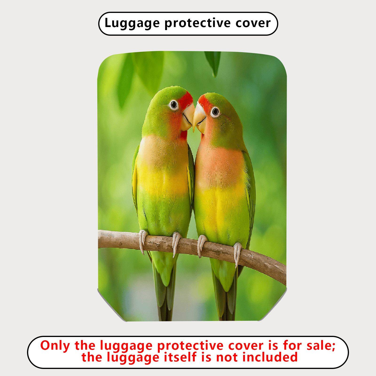 1-Piece Parrot Lovebirds Nature Green Cute Vibrant  Suitcase Luggage Cover, Stretch Protective Sleeve