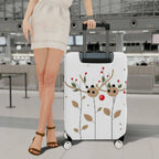 1-Piece Reindeer Leaf Berry Antler Holiday  Suitcase Luggage Cover, Stretch Protective Sleeve