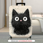 1-Piece Black Cat  Animal Cute Funny Stylish  Suitcase Luggage Cover, Stretch Protective Sleeve
