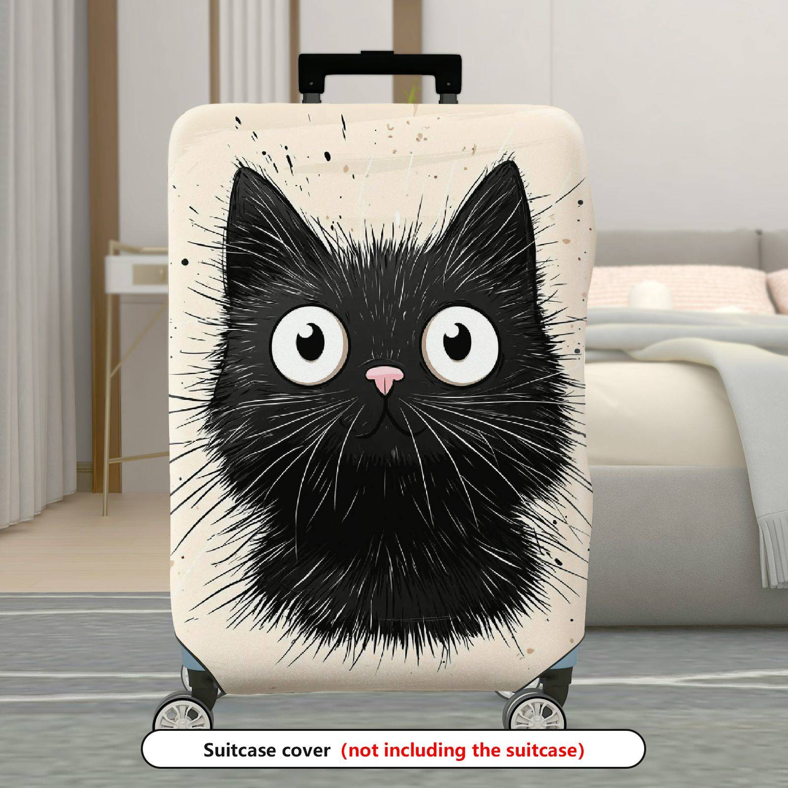 1-Piece Black Cat  Animal Cute Funny Stylish  Suitcase Luggage Cover, Stretch Protective Sleeve