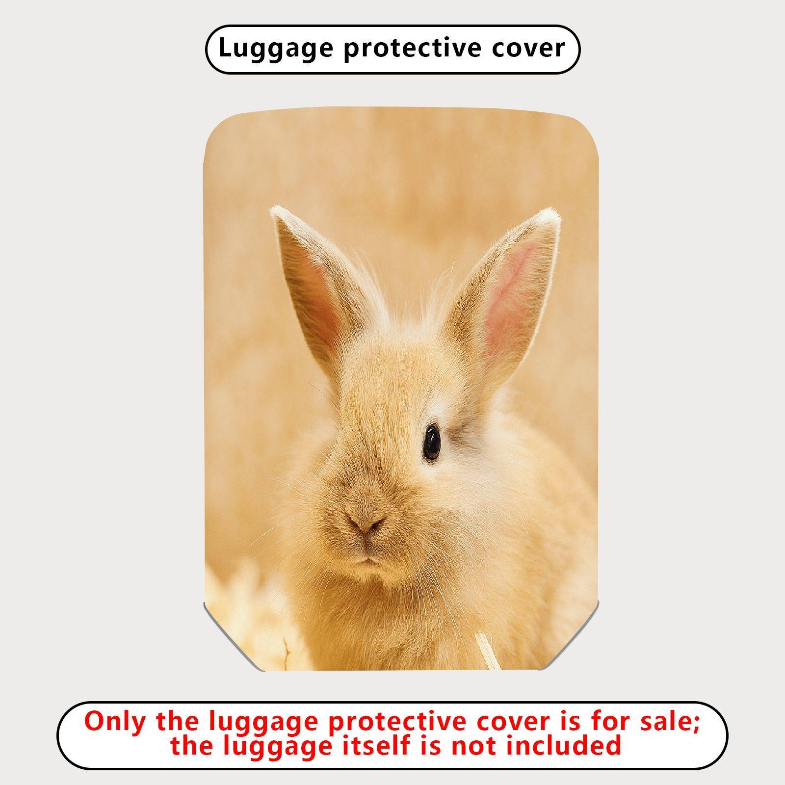 1-Piece Cute Bunny Animal Nature Beige Soft  Suitcase Luggage Cover, Stretch Protective Sleeve
