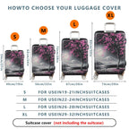 1-Piece Cherry Blossom Mountain Moon Scenic Artistic Nature Landscape  Suitcase Luggage Cover, Stretch Protective Sleeve