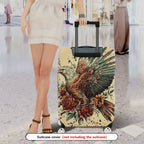 1-Piece Eagle Floral Vintage Artistic Nature Wildlife  Suitcase Luggage Cover, Stretch Protective Sleeve