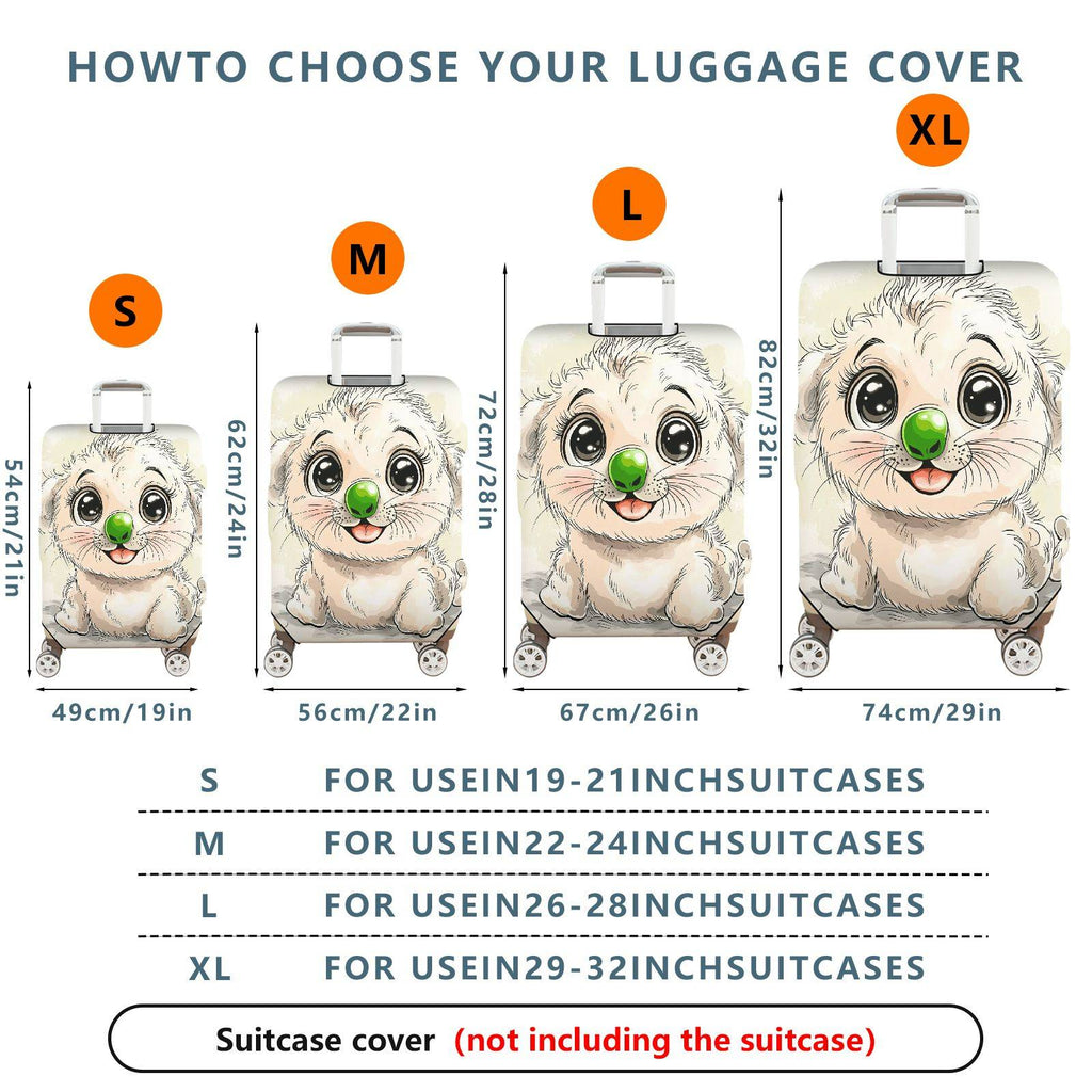 1-Piece Cute Dog  Animal Fun Playful Luggage  Suitcase Luggage Cover, Stretch Protective Sleeve