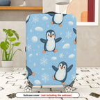 1-Piece Penguin Snowflake Winter Holiday Fun Friendly  Suitcase Luggage Cover, Stretch Protective Sleeve