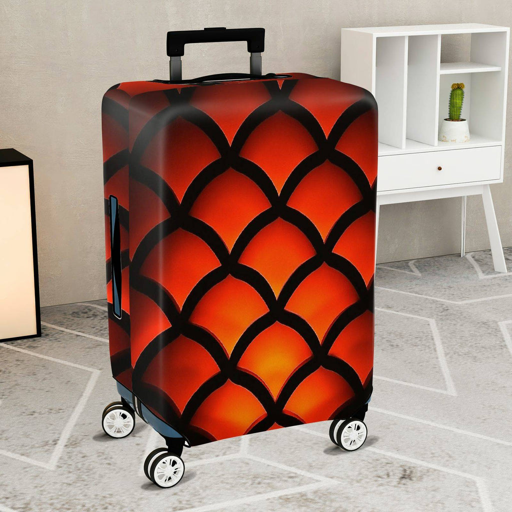 1-Piece Orange Black Geometric Abstract Modern Bold  Suitcase Luggage Cover, Stretch Protective Sleeve