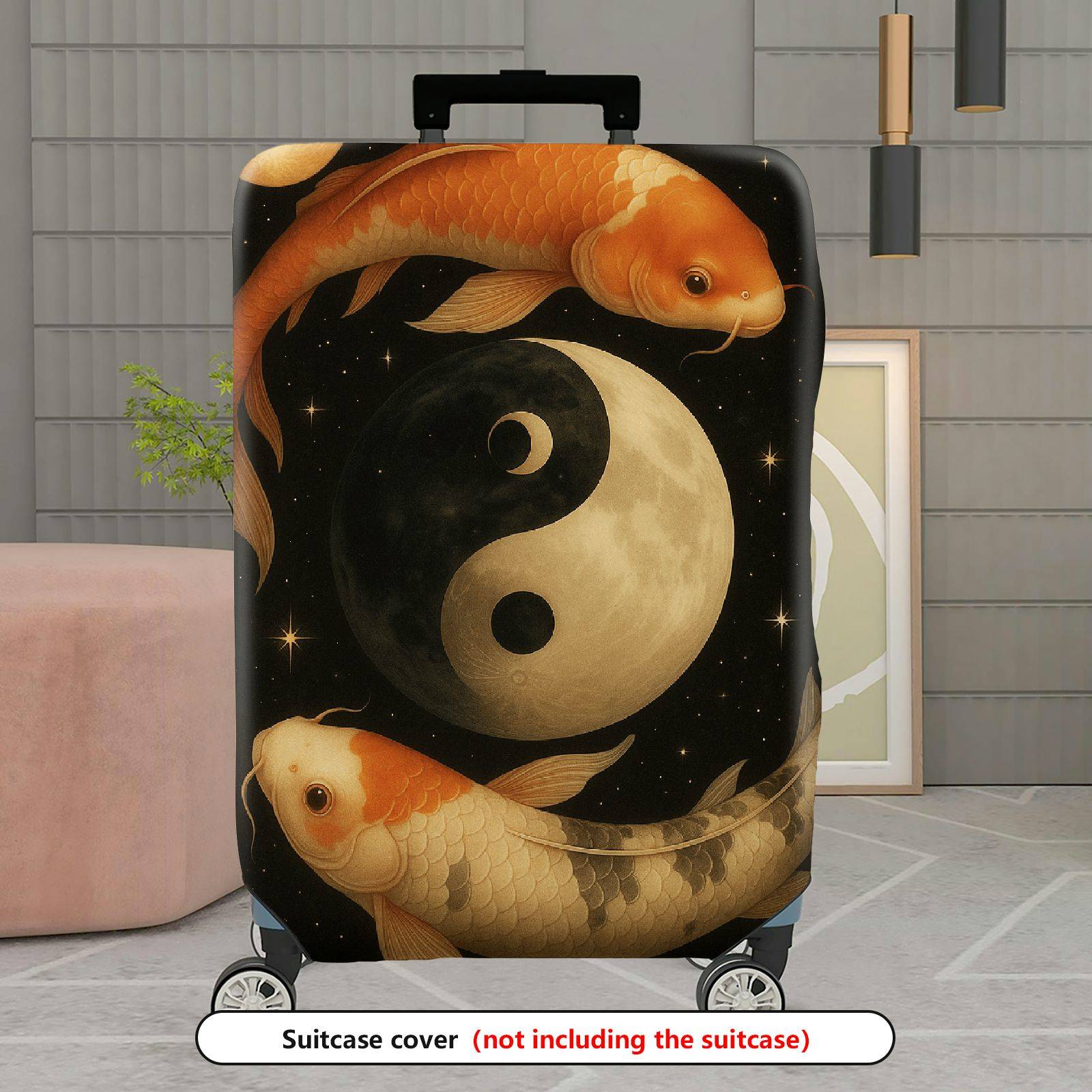 1-Piece Koi Fish Yin Yang Cosmic Starry Artistic  Suitcase Luggage Cover, Stretch Protective Sleeve