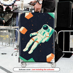 1-Piece Astronaut Space Galaxy Cosmic Floating Cubes  Suitcase Luggage Cover, Stretch Protective Sleeve