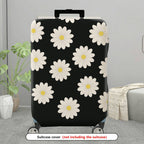 1-Piece Black Floral Daisy Pattern  Suitcase Luggage Cover, Stretch Protective Sleeve