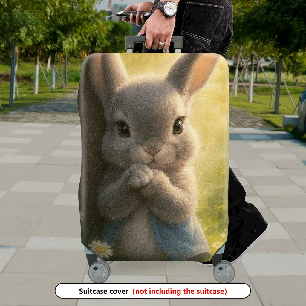 1-Piece Cute Rabbit Nature Forest Flower Animal  Suitcase Luggage Cover, Stretch Protective Sleeve