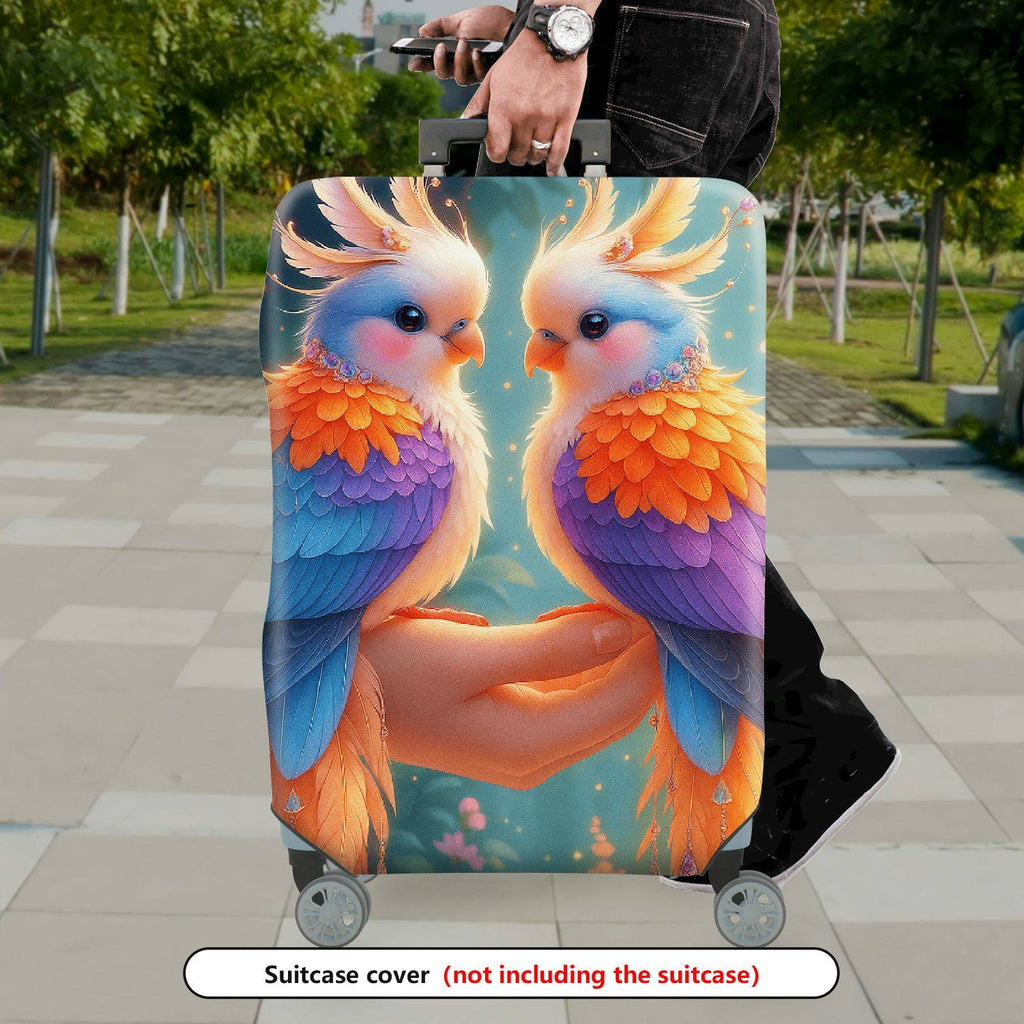 1-Piece Painted Feather Parrot Floral Abstract  Suitcase Luggage Cover, Stretch Protective Sleeve