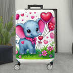 1-Piece Cute Elephant Heart Flower Balloon Valentine  Suitcase Luggage Cover, Stretch Protective Sleeve