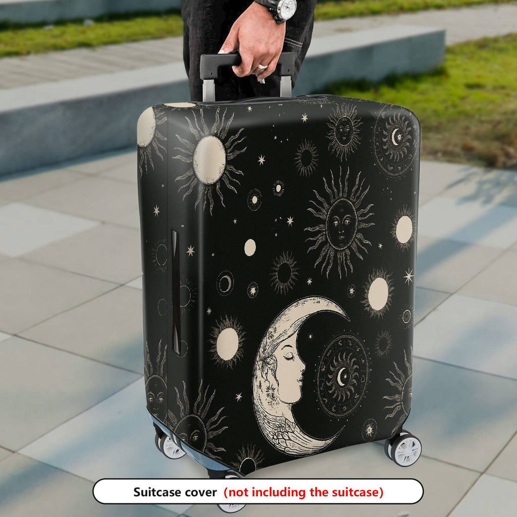 1-Piece Moon Sun Star Cosmic Celestial Universe Galaxy  Suitcase Luggage Cover, Stretch Protective Sleeve
