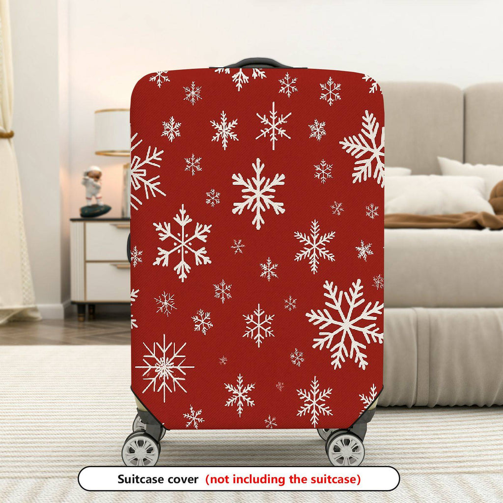 1-Piece Red White Snowflake Christmas Holiday Winter Pattern  Suitcase Luggage Cover, Stretch Protective Sleeve