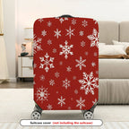 1-Piece Red White Snowflake Christmas Holiday Winter Pattern  Suitcase Luggage Cover, Stretch Protective Sleeve