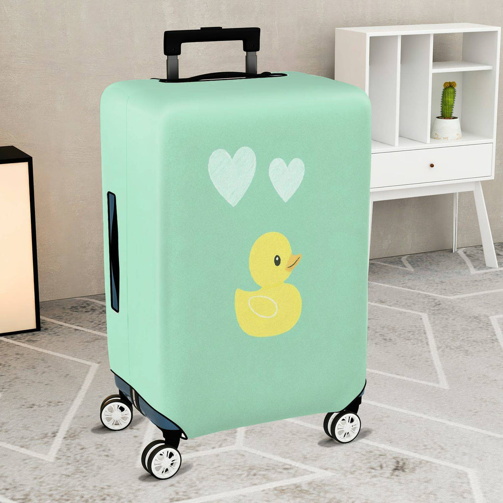 1-Piece Cute Duck Heart Mint Green Decorative Fun Unique Playful  Suitcase Luggage Cover, Stretch Protective Sleeve