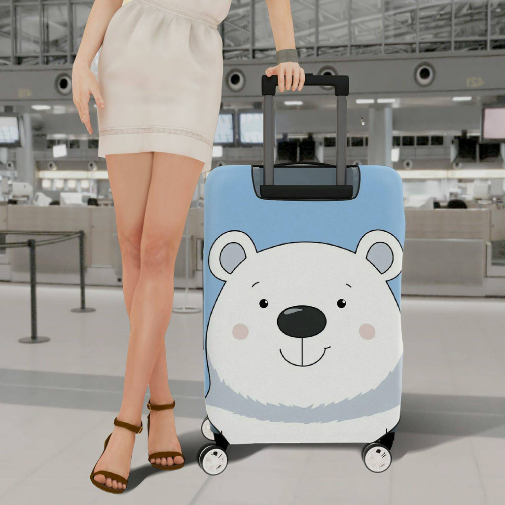 1-Piece Polar Bear Blue Cute Fun Travel Luggage  Suitcase Luggage Cover, Stretch Protective Sleeve