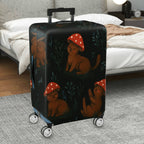 1-Piece Adorable Forest Mushroom Rabbit Woodland Black  Suitcase Luggage Cover, Stretch Protective Sleeve