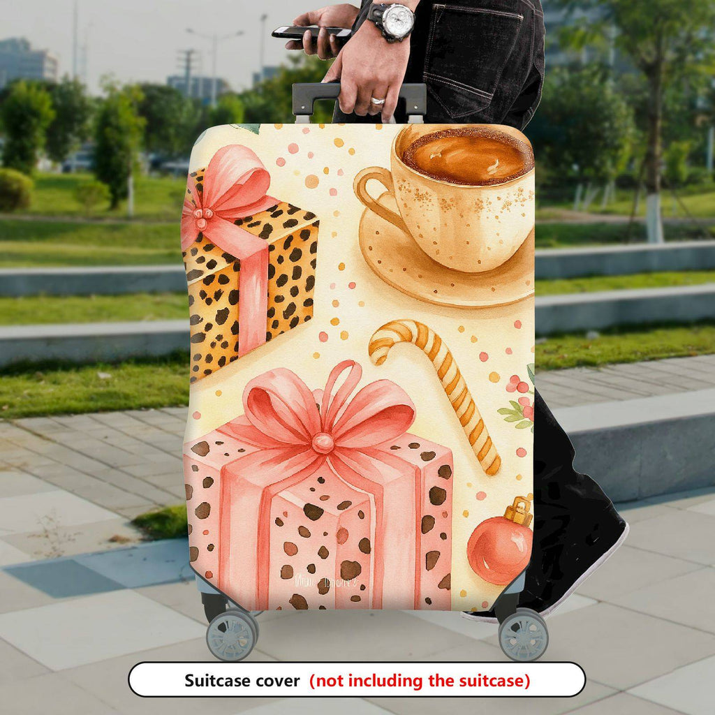 1-Piece Gift Coffee Leopard Candy Ornament Holiday  Suitcase Luggage Cover, Stretch Protective Sleeve