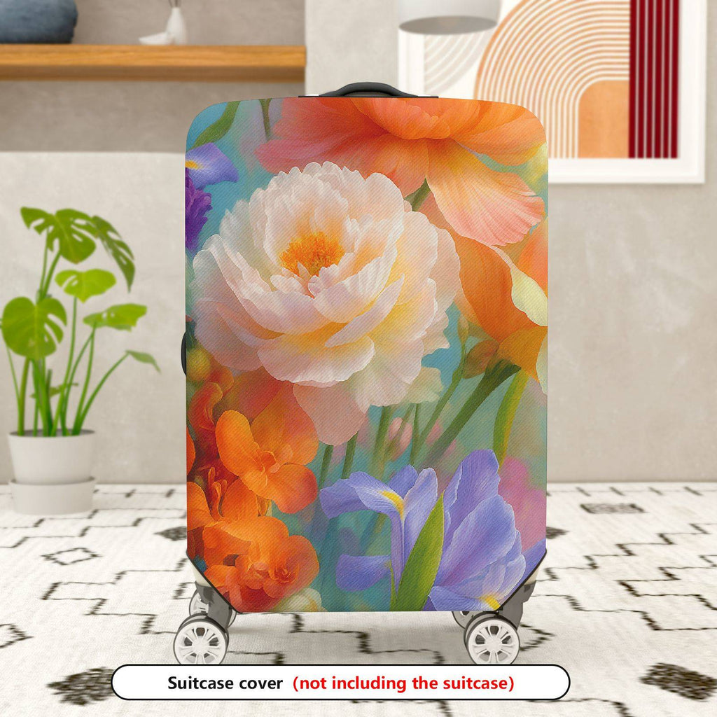1-Piece Floral Colorful Artistic Bloom Garden Flower  Suitcase Luggage Cover, Stretch Protective Sleeve
