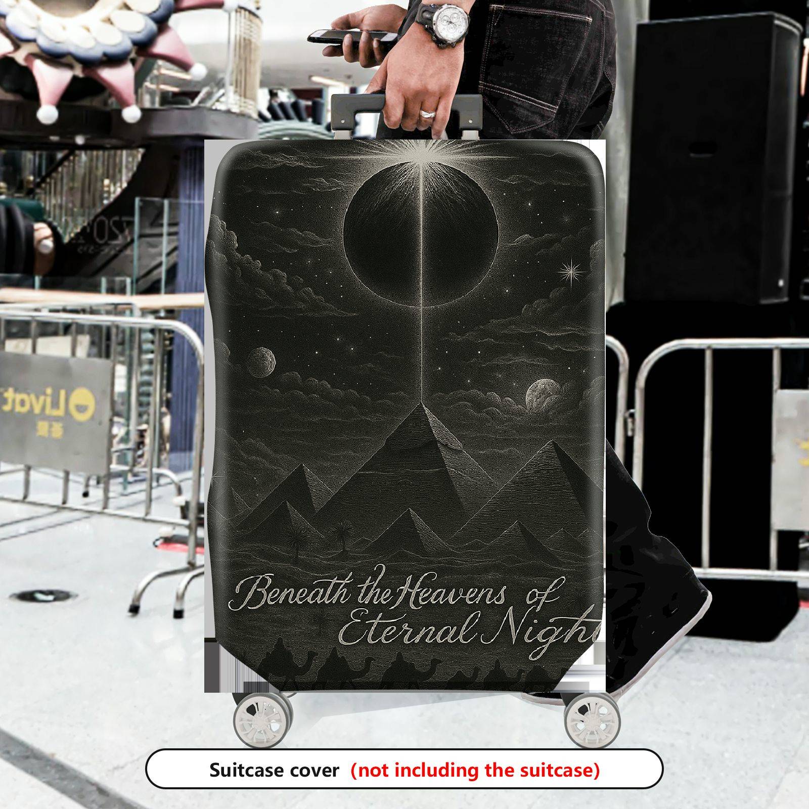 1-Piece Cosmic Night Sky Mountain Moon Star  Suitcase Luggage Cover, Stretch Protective Sleeve