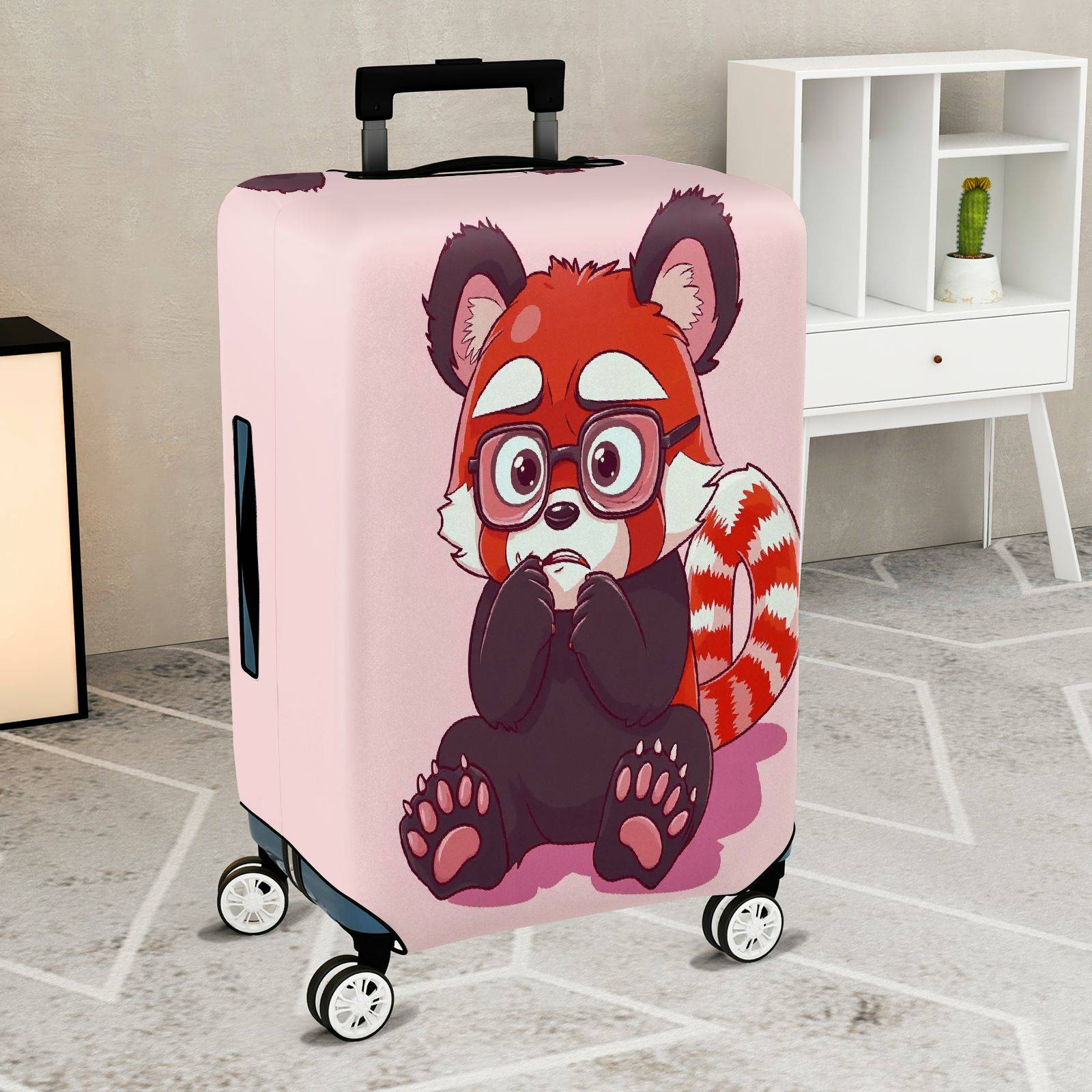 1-Piece Cute  Red Panda Animal Pink  Suitcase Luggage Cover, Stretch Protective Sleeve