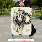 1-Piece Black White Tiger Moon Artistic Style  Suitcase Luggage Cover, Stretch Protective Sleeve