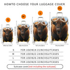 1-Piece Animal Nature Brown Horned Wildlife Unique  Suitcase Luggage Cover, Stretch Protective Sleeve