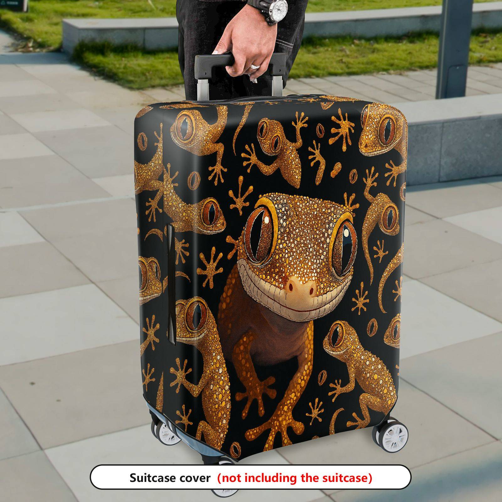 1-Piece Gecko Reptile Animal  Cute Fun  Suitcase Luggage Cover, Stretch Protective Sleeve