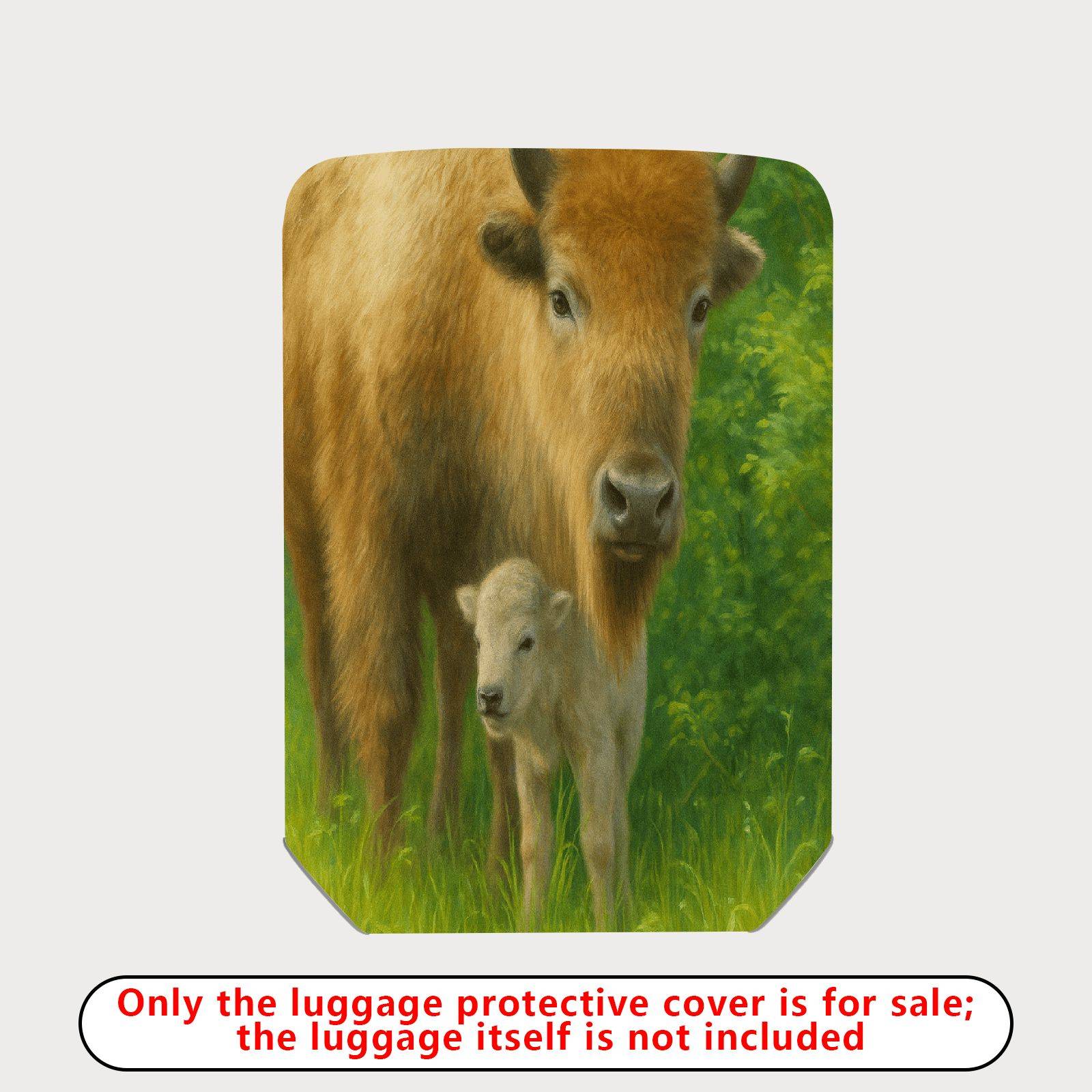 1-Piece Animal Nature Pastoral Green Buffalo Calf  Suitcase Luggage Cover, Stretch Protective Sleeve
