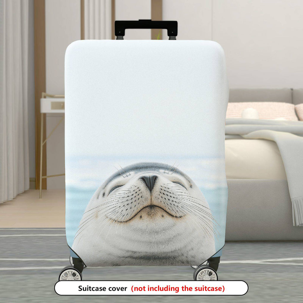 1-Piece Cute Seal Ocean Animal Blue Unique Fun  Suitcase Luggage Cover, Stretch Protective Sleeve