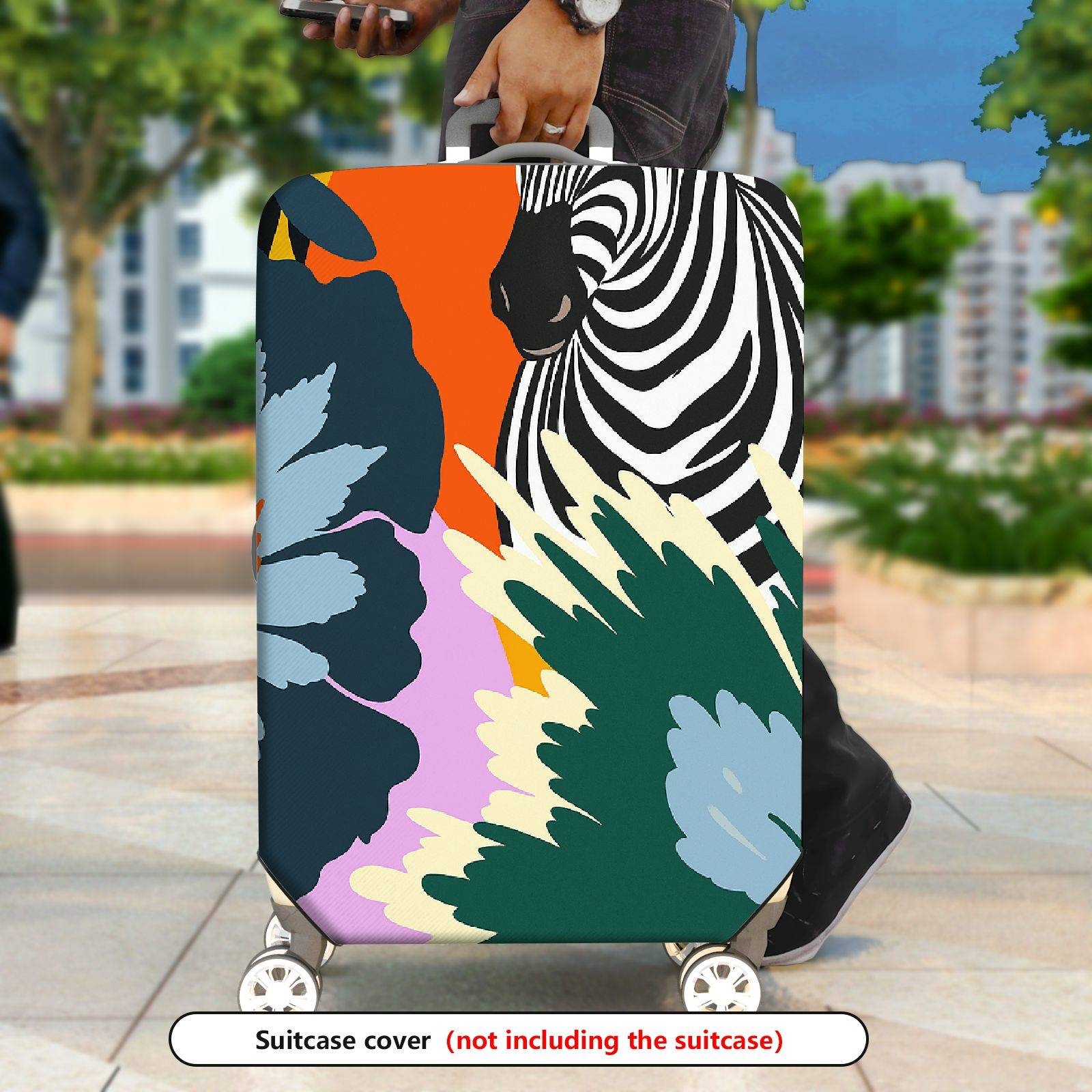 1-Piece Zebra Floral Animal Colorful Jungle  Suitcase Luggage Cover, Stretch Protective Sleeve