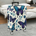 1-Piece Butterfly Floral Blue Purple Artistic Elegant Stylish  Suitcase Luggage Cover, Stretch Protective Sleeve
