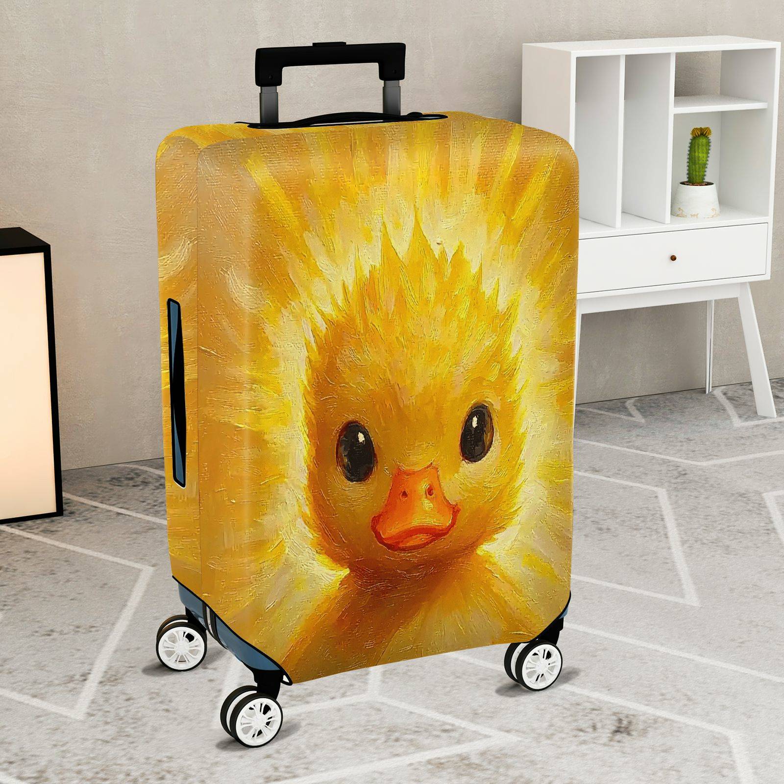 1-Piece Cute Yellow Duckling Art Colorful  Animal Fun  Suitcase Luggage Cover, Stretch Protective Sleeve