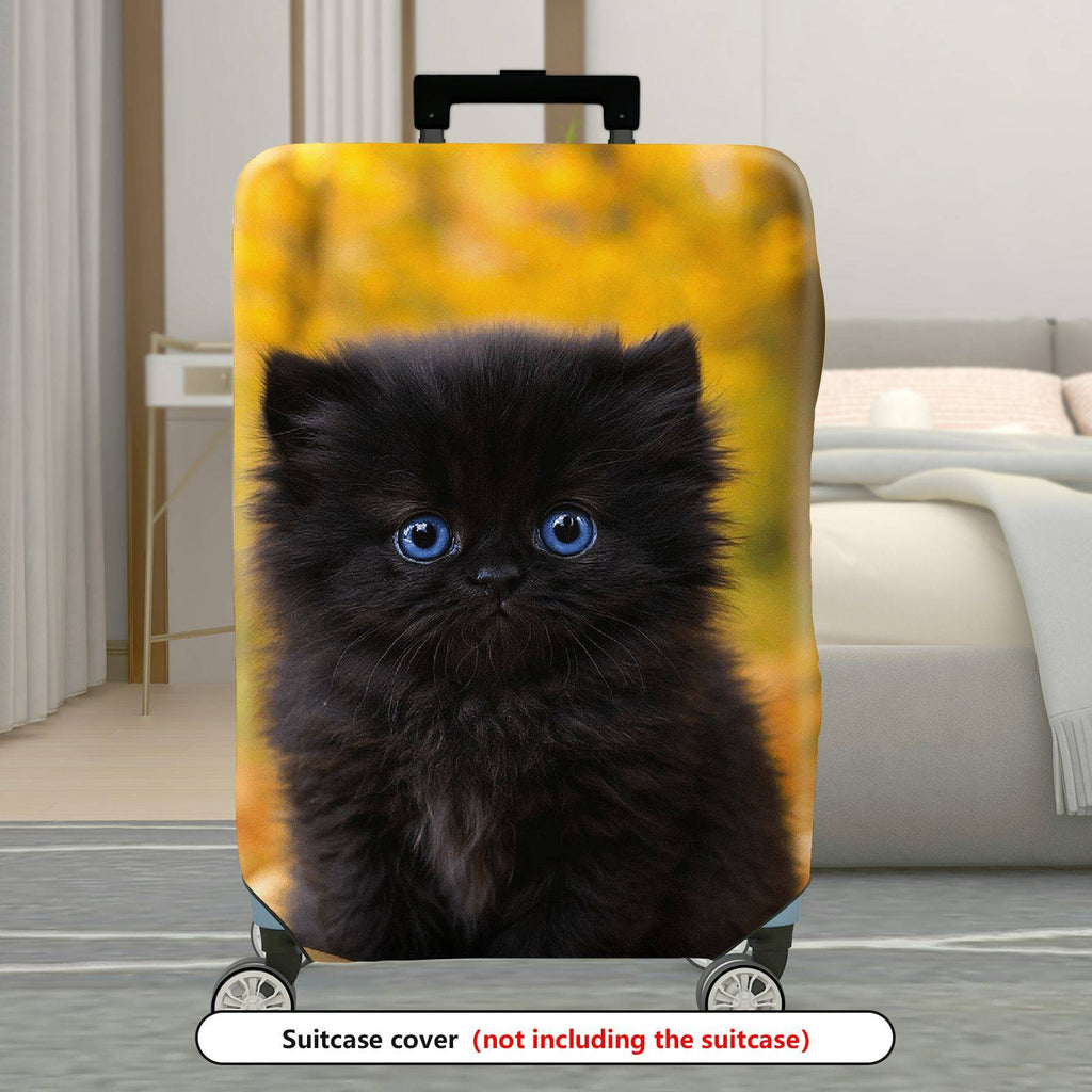 1-Piece Cute Black Cat Autumn Nature Animal Theme  Suitcase Luggage Cover, Stretch Protective Sleeve