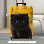 1-Piece Cute Black Cat Autumn Nature Animal Theme  Suitcase Luggage Cover, Stretch Protective Sleeve