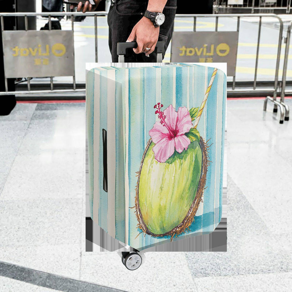 1-Piece Tropical Coconut Flower Holiday Beach Summer  Suitcase Luggage Cover, Stretch Protective Sleeve