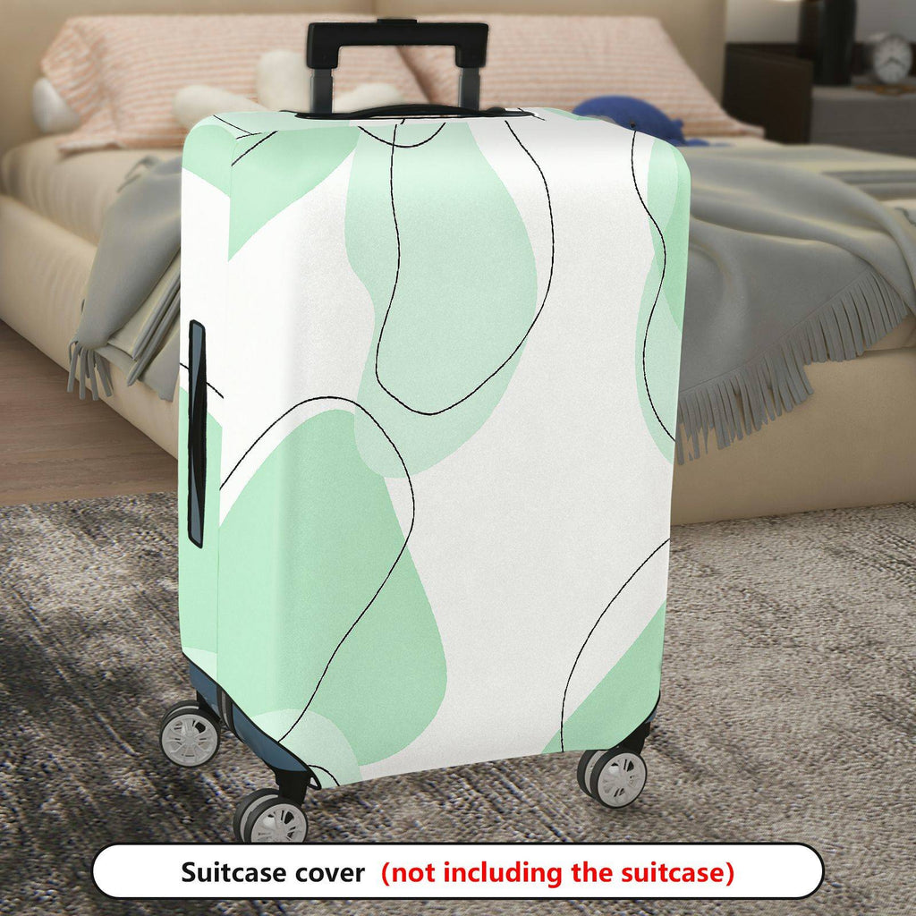 1-Piece Abstract Modern Minimalist Green Line Art  Suitcase Luggage Cover, Stretch Protective Sleeve