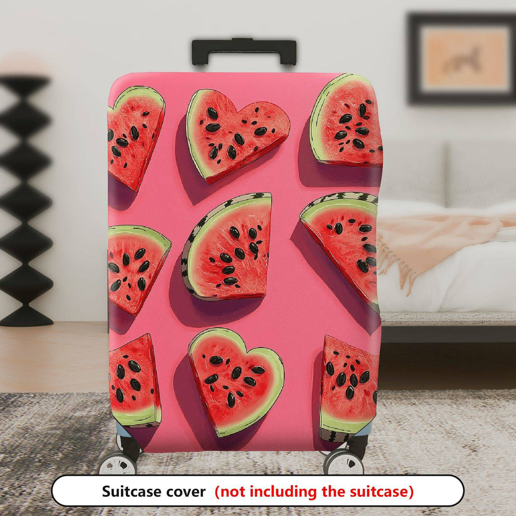 1-Piece Watermelon Heart Fruit Pink Cute Fun Colorful  Suitcase Luggage Cover, Stretch Protective Sleeve