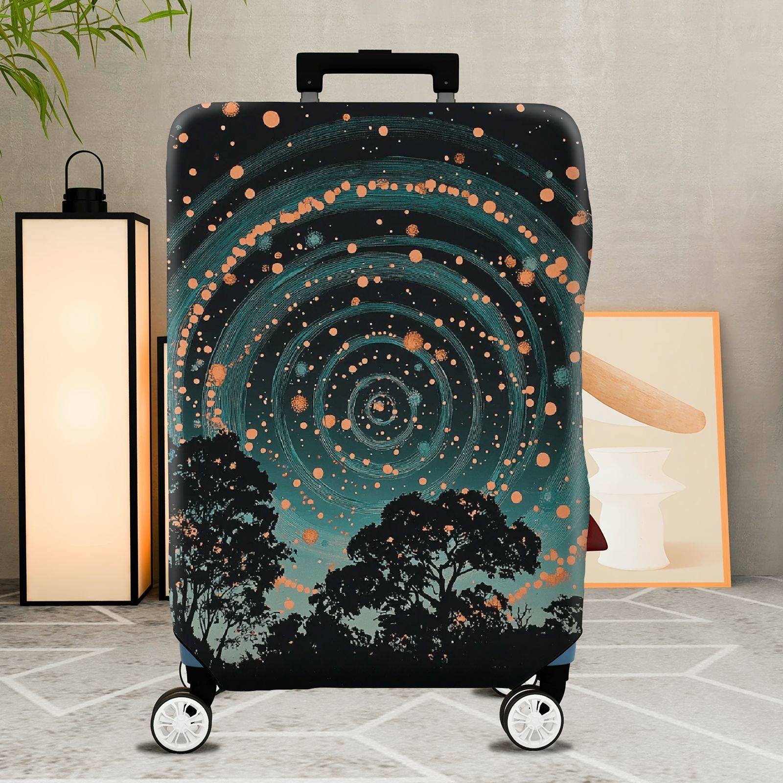 1-Piece Starry Night Forest Abstract Artistic Cosmic Sky  Suitcase Luggage Cover, Stretch Protective Sleeve