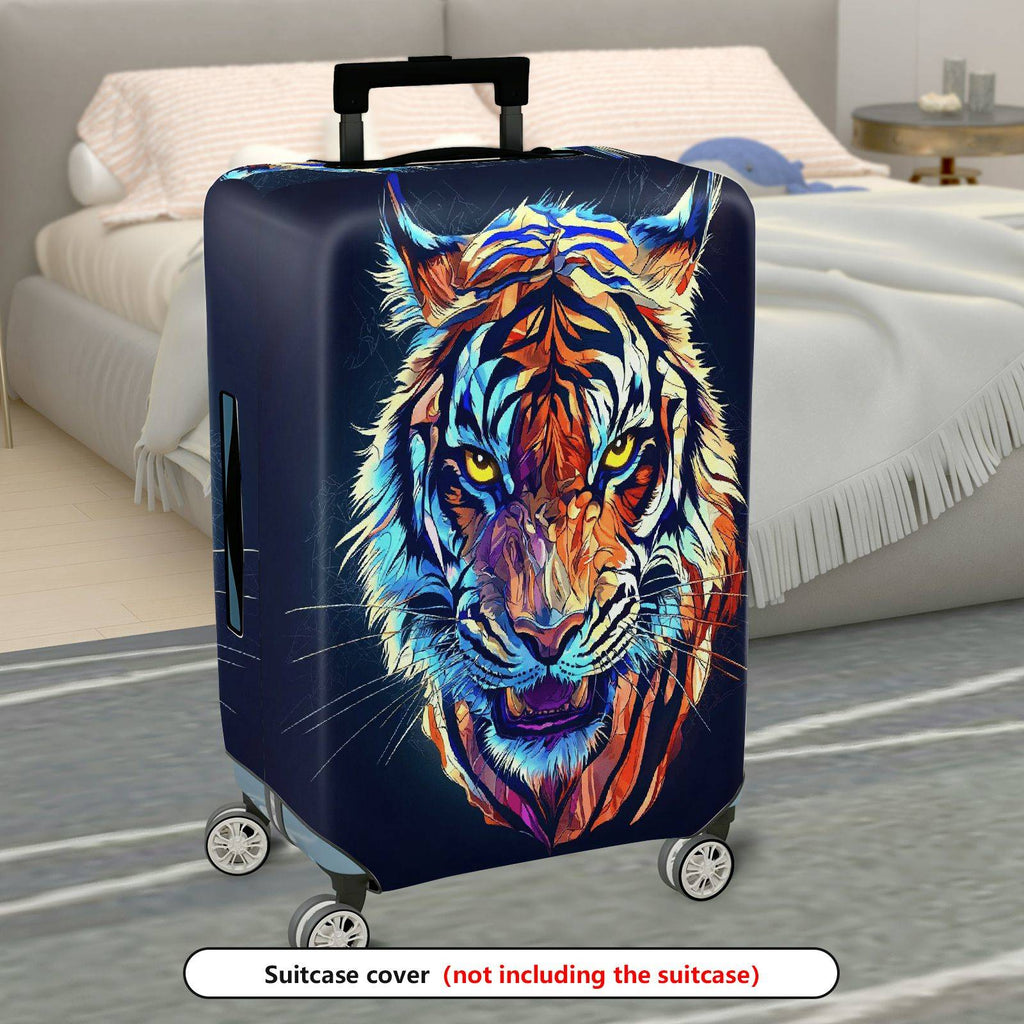 1-Piece Animal Tiger Colorful Vivid Artistic Graphic  Suitcase Luggage Cover, Stretch Protective Sleeve