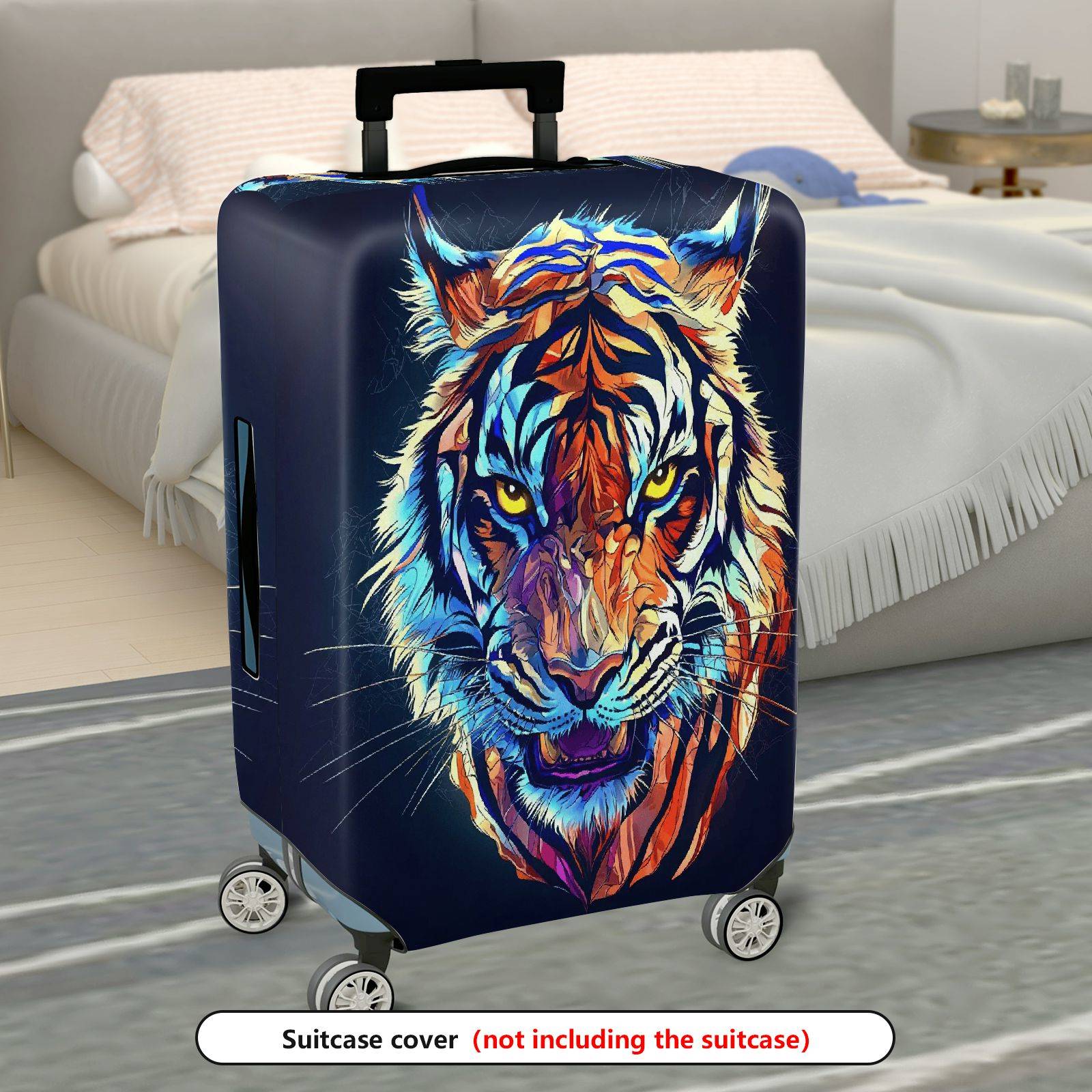 1-Piece Animal Tiger Colorful Vivid Artistic Graphic  Suitcase Luggage Cover, Stretch Protective Sleeve