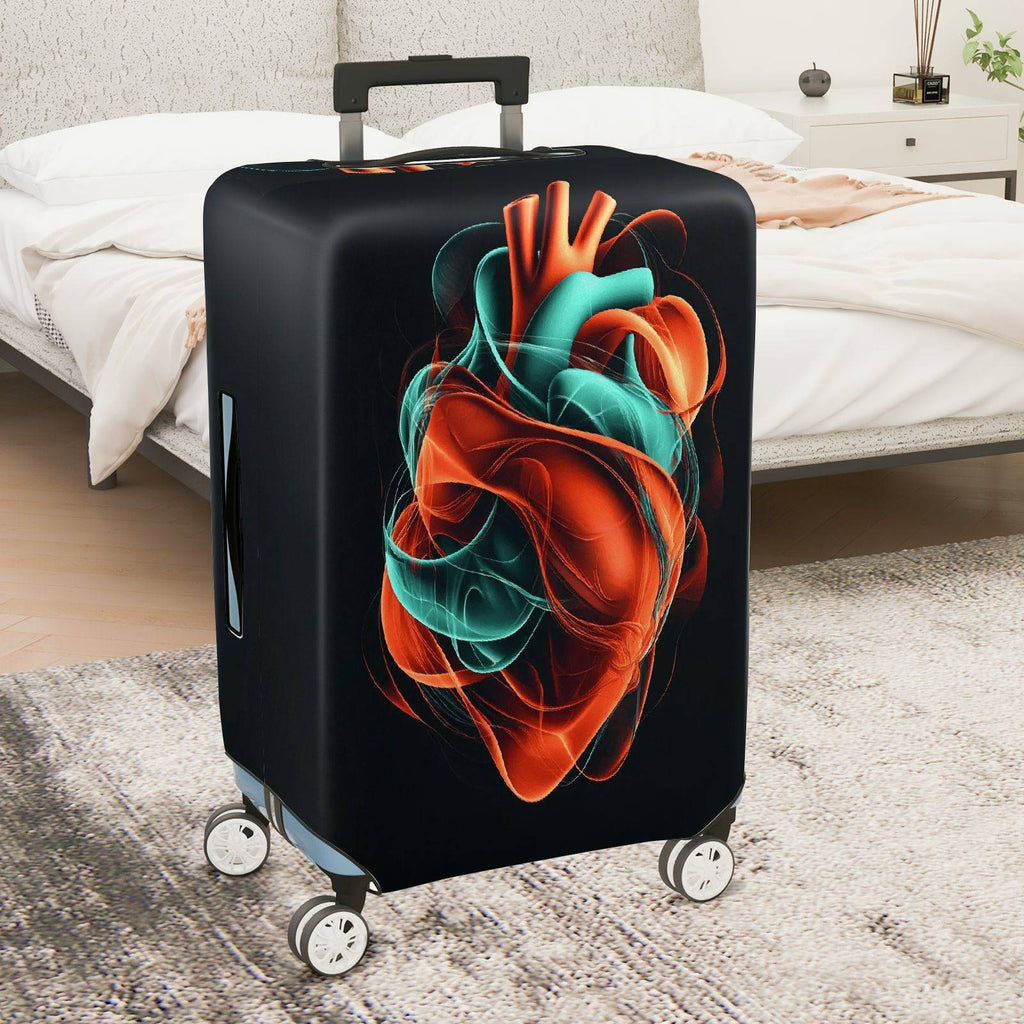 1-Piece Abstract Heart Artistic Colorful Vibrant Unique  Suitcase Luggage Cover, Stretch Protective Sleeve