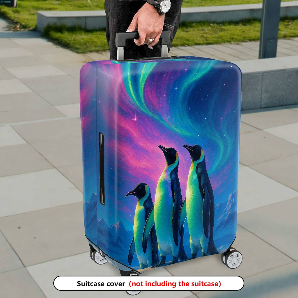 1-Piece Penguin Aurora Winter Night Sky Landscape Arctic  Suitcase Luggage Cover, Stretch Protective Sleeve