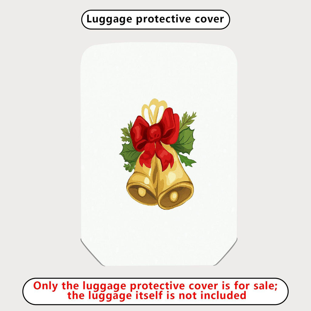 1-Piece Christmas Bell Red Bow Holiday Festive Elegant  Suitcase Luggage Cover, Stretch Protective Sleeve