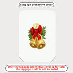 1-Piece Christmas Bell Red Bow Holiday Festive Elegant  Suitcase Luggage Cover, Stretch Protective Sleeve