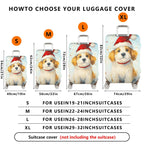 1-Piece Christmas Dog Santa Holiday Festive  Suitcase Luggage Cover, Stretch Protective Sleeve